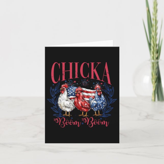 Funny 4th Of July Chicken Chicka Boom Boom Indepen Card (Front)