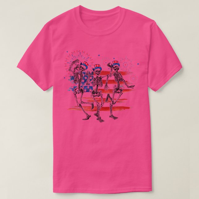 Funny 4th Of July Dancing Skeleton Patriotic Ameri T-Shirt (Design Front)