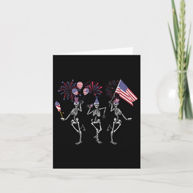 Funny 4th Of July Dancing Skeletons July Fourth Fi Card (Front)