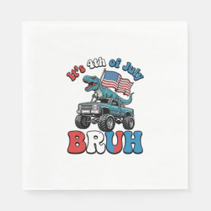 Funny 4th of July Dinosaur Monster Truck Shirt_1 Napkins