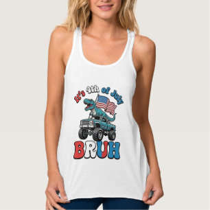 Funny 4th of July Dinosaur Monster Truck Shirt_1 Tank Top