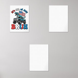Funny 4th of July Dinosaur Monster Truck Shirt_1 Wall Art Sets