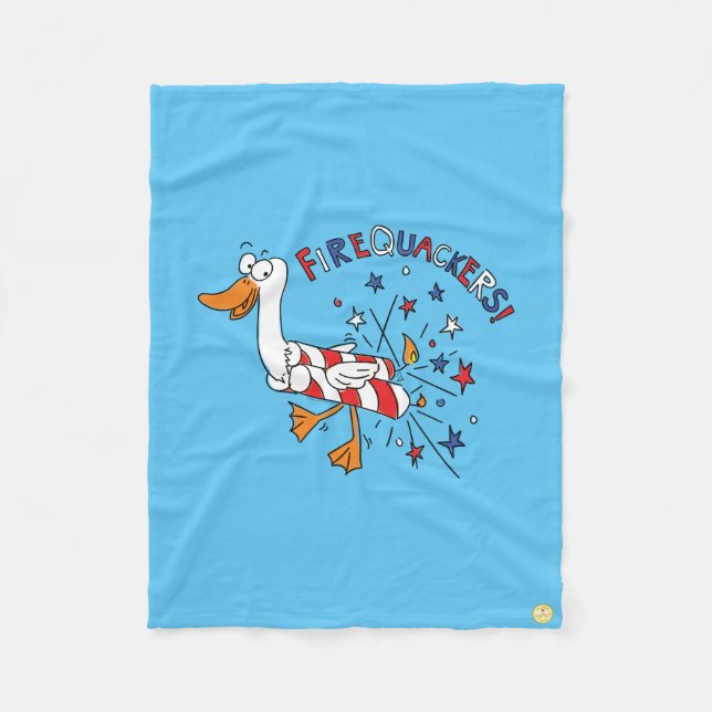 Funny 4th of July Duck Cute Kids Fleece Blanket (Front)
