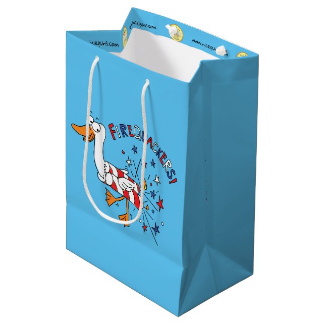 Funny 4th of July Duck Cute Kids Medium Gift Bag (Front Angled)
