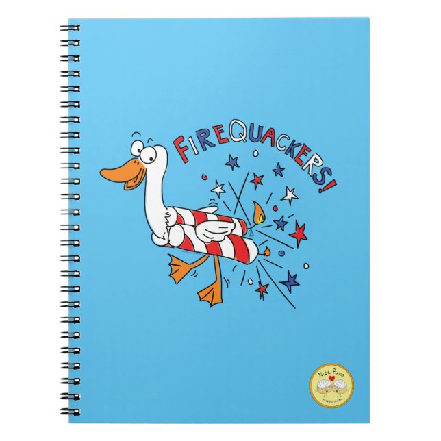 Funny 4th of July Duck Cute Kids Notebook (Front)