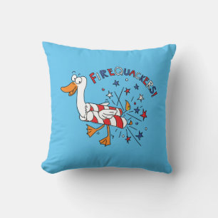 Funny 4th of July Duck Cute Kids Throw Pillow