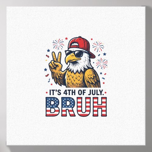 Funny 4th of July Eagle Bruh Patriotic Shirt Desig Canvas Photo Tile