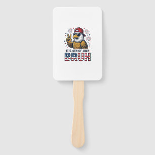 Funny 4th of July Eagle Bruh Patriotic Shirt Desig Hand Fan