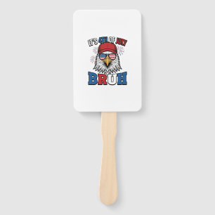 Funny 4th of July Eagle Bruh Patriotic Shirt Desig Hand Fan