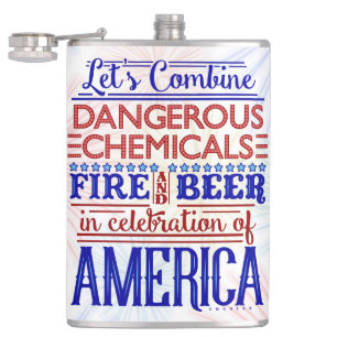 Funny 4th of July Fireworks Beer Independence Day Flask