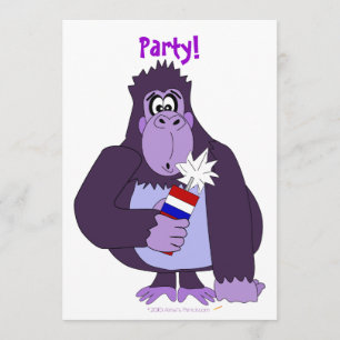 Funny 4th of July Fireworks Gorilla Party Invites