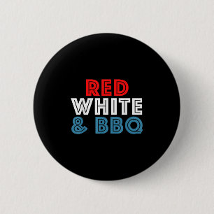 Funny 4th Of July Fourth Retro Usa Red White Bbq  Button
