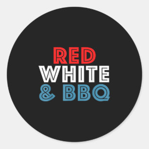 Funny 4th Of July Fourth Retro Usa Red White Bbq Classic Round Sticker