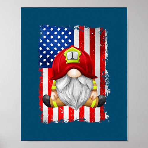 Funny 4th Of July Gnome Patriotic American Flag Poster