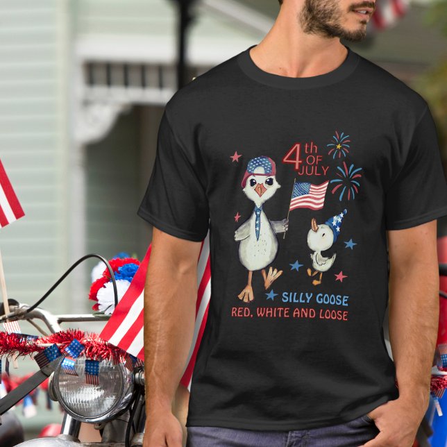 Funny 4th of July Goose with American Flag Shirt (Funny 4th of July Goose with American Flag Shirt)