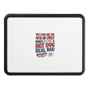 Funny 4th of July Hot Dog Patriotic Shirt Design_1 Hitch Cover