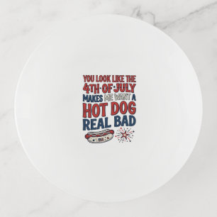 Funny 4th of July Hot Dog Patriotic Shirt Design_1 Trinket Tray