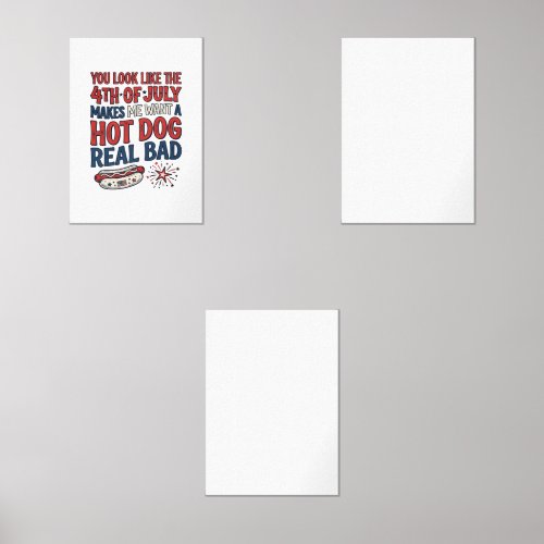 Funny 4th of July Hot Dog Patriotic Shirt Design_1 Wall Art Sets