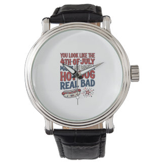 Funny 4th of July Hot Dog Patriotic Shirt Design_1 Watch