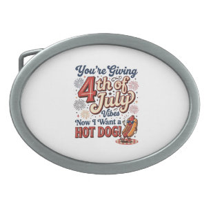 Funny 4th of July Hot Dog Vintage Shirt Design_1 Belt Buckle
