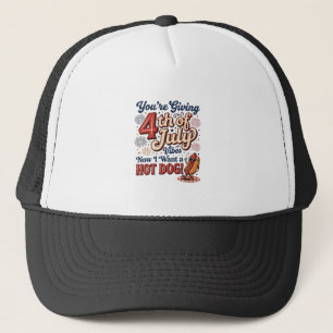 Funny 4th of July Hot Dog Vintage Shirt Design_1 Trucker Hat