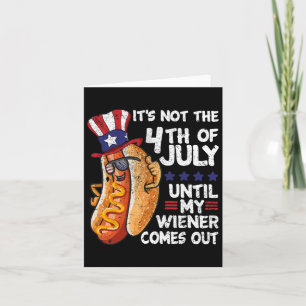 Funny 4th Of July Hot Dog Wiener Comes Out Bbq Par Card