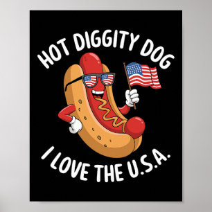 Funny 4th Of July Hotdog Patriotic Usa Flag Celebr Poster