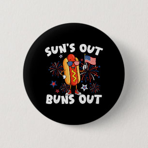 Funny 4th Of July Hotdog Usa Flag Patriotic Women Button