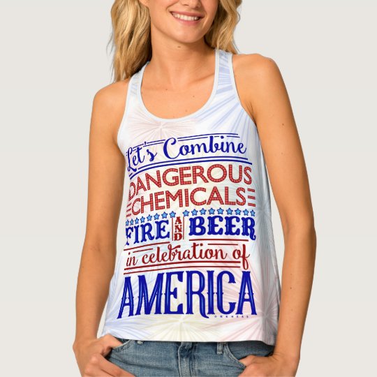 Funny 4th of July Humorous Beer Fireworks Saying Tank Top
