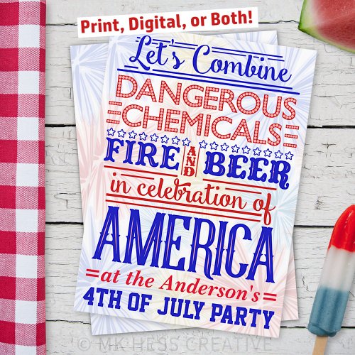 Funny 4th of July Independence Day Party Humor Invitation