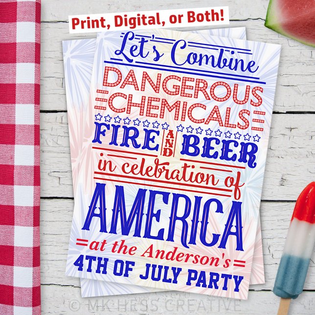 Funny 4th of July Independence Day Party Humor Invitation (Creator Uploaded)