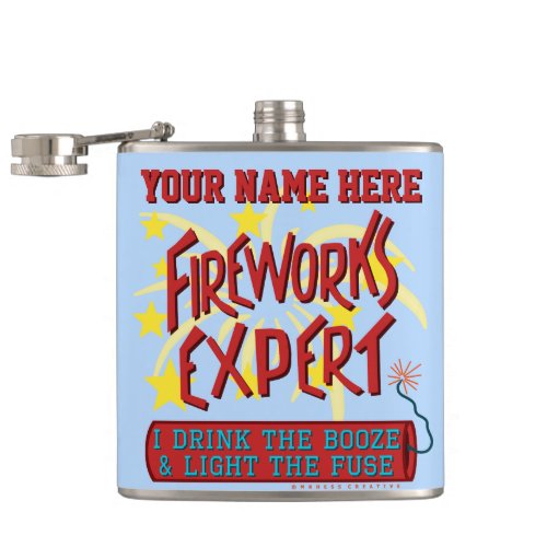 Funny 4th of July Independence Fireworks Expert Flask