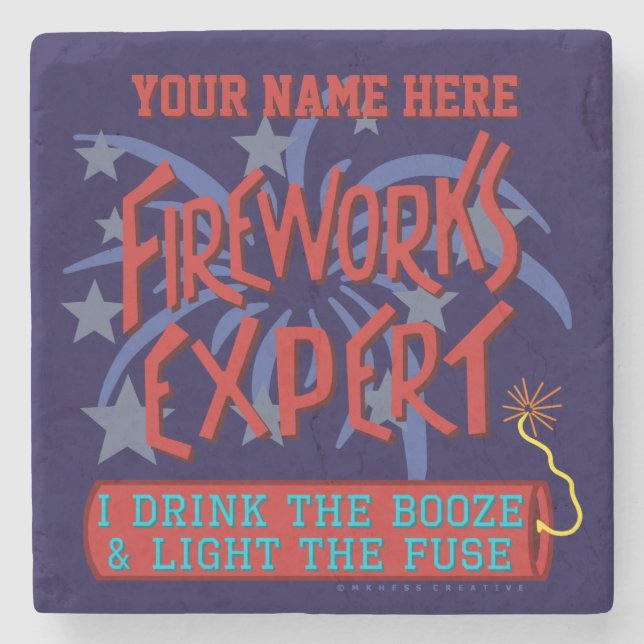 Funny 4th of July Independence Fireworks Expert Stone Coaster (Front)