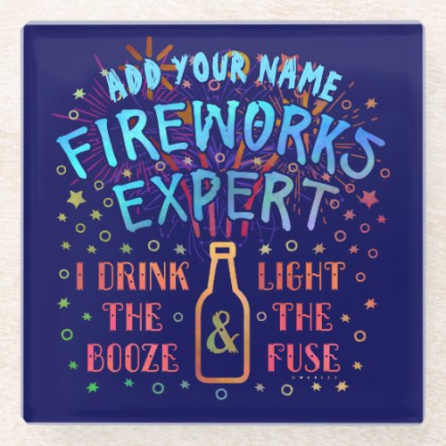 Funny 4th of July Independence Fireworks Expert V2 Glass Coaster