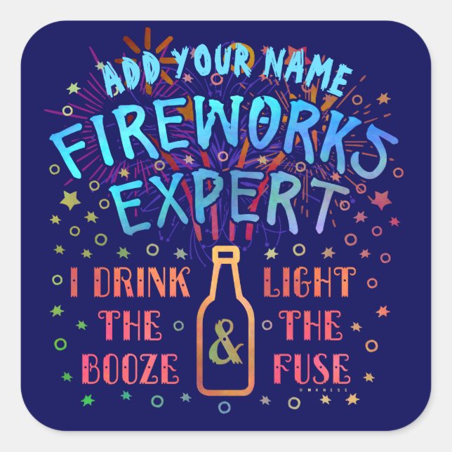 Funny 4th of July Independence Fireworks Expert V2 Square Sticker (Front)