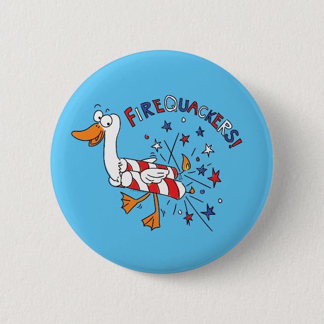 Funny 4th of July Kids Cartoon Button (Front)