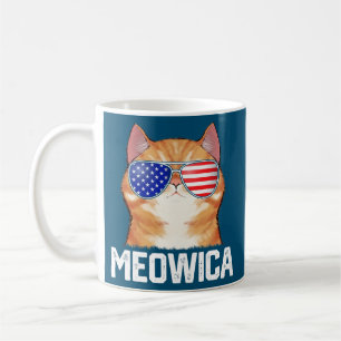 Funny 4th Of July Meowica American Flag Cat Lover Coffee Mug