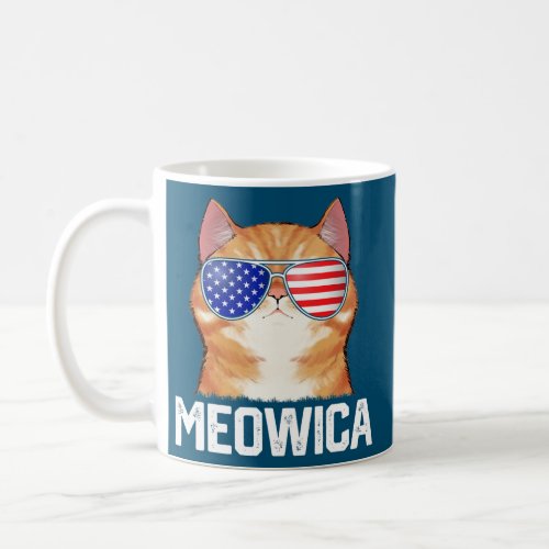 Funny 4th Of July Meowica American Flag Cat Lover Coffee Mug