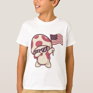 Funny 4th Of July Mushroom Patriotic American Flag T-Shirt