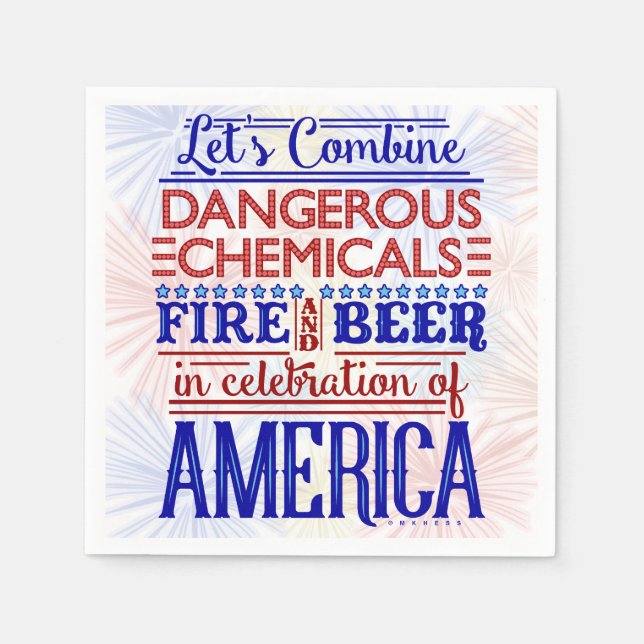 Funny 4th of July Party | Beer Fireworks Humor Paper Napkins (Front)