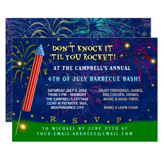 Funny 4th of July Party | Rocket Fireworks BBQ Card