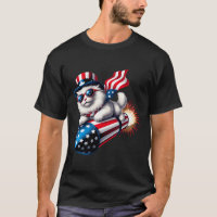 Funny 4th Of July Patriotic Cat Rocket With Firewo