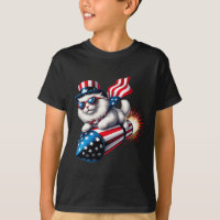 Funny 4th Of July Patriotic Cat Rocket With Firewo