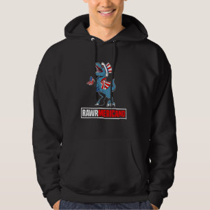 Funny 4th Of July Rawrmericano Kids American Hoodie