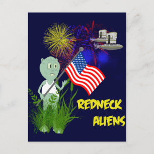 Funny 4th of July Redneck Aliens Postcard