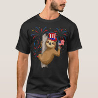 Funny 4th of July Sloth With American Flag Patriot
