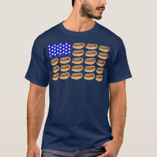 Funny 4th of July US Flag Hotdog Sandwich T-Shirt