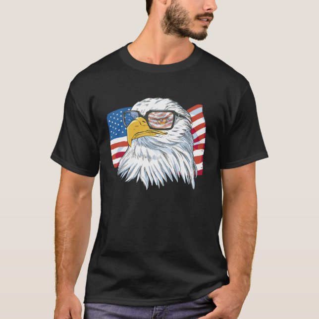 Funny 4th Of July USA American Flag Patriotic Eagl T-Shirt (Front)
