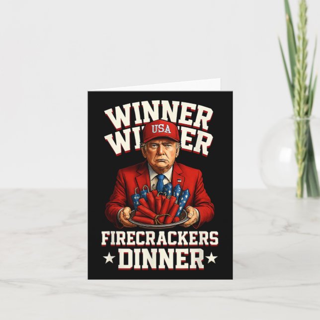Funny 4th Of July Winner Winner Firecrackers Dinne Card (Front)
