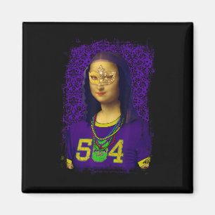 Funny 504 New Orleans Mardi Gras Mona Lisa Mashup  Magnet